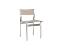 Frama Union Chair in Sandstone Linen and Aluminum, dining chair with a woven sandstone seat and back panel on a tubular aluminum frame