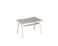 Frama Union Stool in Sandstone Linen and Aluminum, low stool with a slung sandstone fabric seat on a tubular aluminum frame