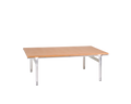 Frama Union Coffee Table in Warm Brown Ash and Aluminum, low rectangular ash top on slim tubular aluminum legs, angled view on white