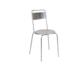 Frama Petit Rond Chair in Stainless Steel, steel chair with a round seat and a flat back panel in a tube frame, angled on white