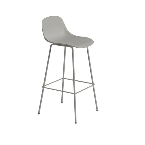 muuto fiber barstool with backrest in grey 