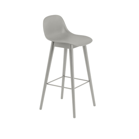 muuto Fiber Bar Stool with wood base  in grey and grey 