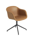 fiber armchair swivel base in cognac refine leather by muuto