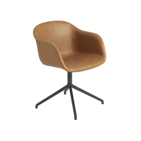 fiber armchair swivel base in cognac refine leather by muuto