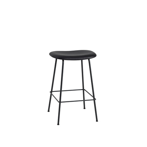 muuto fiber counter stool in refine leather black without backrest