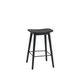 muuto fiber counter stool with wood base in black and anthracite black