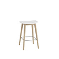 muuto fiber counter stool with wood base in white seat and oak base