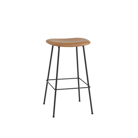 muuto fiber stool without backrest in refine cognac leather