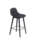 muuto fiber counter stool with wood base in anthracite black and black