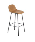 muuto fiber barstool in refine cognac leather and backrest 