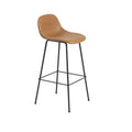 muuto fiber barstool in refine cognac leather and backrest 