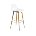 muuto Fiber Bar Stool with wood base in white and oak