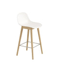 muuto fiber counter stool in natural white seat and oak base