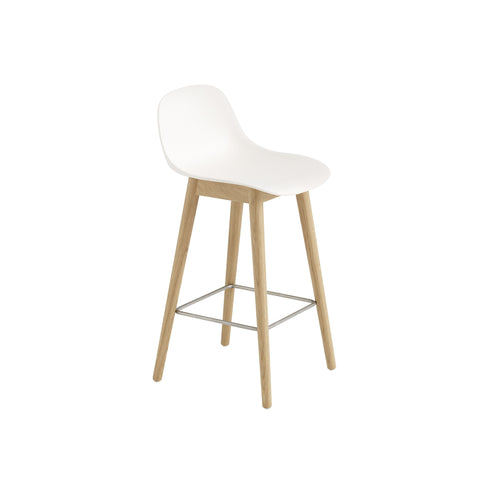 muuto fiber counter stool in natural white seat and oak base