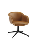 fiber conference armchair with swivel base in refine leather cognac and anthracite black base