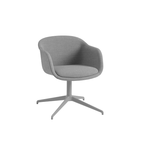 fiber conference armchair with swivel base in remix 133 grey upholstery and grey base by muuto 