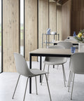 grey fiber side chair designed by muuto in a restuaurant 