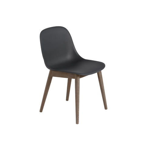 fiber side chair with black shell and dark stained wood base by muuto