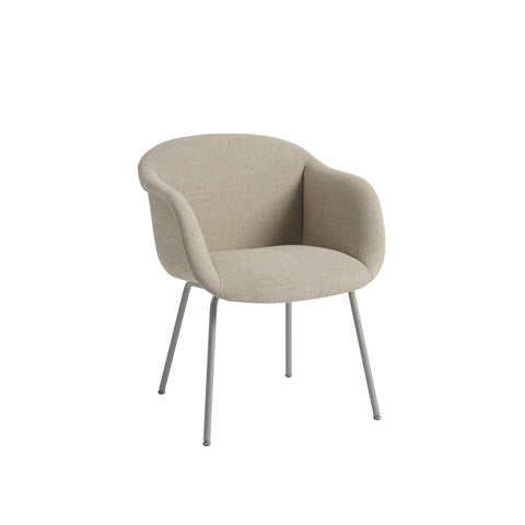 fiber soft armchair with tube base finished with Ecriture 240 and Grey by Muuto