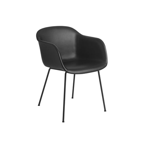 fiber armchair in refine black leather designed by muuto