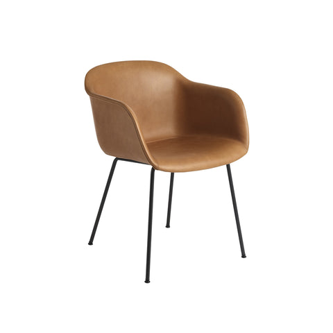 fiber armchair in refine cognac leather designed by muuto