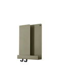 muuto folded shelves, scandinavian desk and office organization in olive