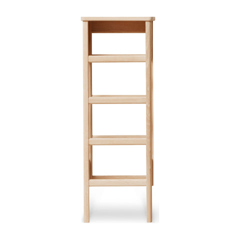 Form & Refine A Line Shoe Rack 35, White Oak, narrow oak shoe rack, three-quarter view on white background