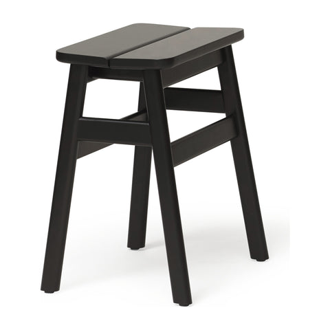 Form & Refine Angle Stool 45, Black Stained Beech, wooden stool, three-quarter view on white background