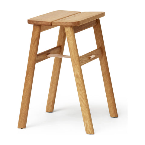 Form & Refine Angle Foldable Stool, Oak, folding oak stool, three-quarter view on white background