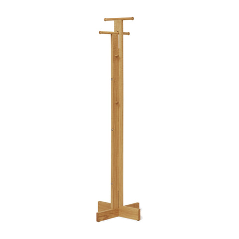 Form & Refine Foyer Coat Stand, Oak, solid oak coat stand, three-quarter view on white background
