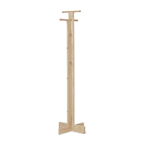 Form & Refine Foyer Coat Stand, White Oak, solid oak coat stand, three-quarter view on white background