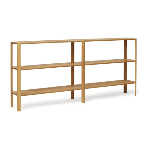 Form & Refine Leaf Shelf 2x3, Oak, solid oak shelving unit, three-quarter view on white background