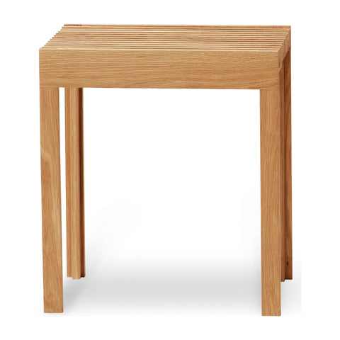 Form & Refine Lightweight Stool, Oak, solid oak stool, three-quarter view on white background