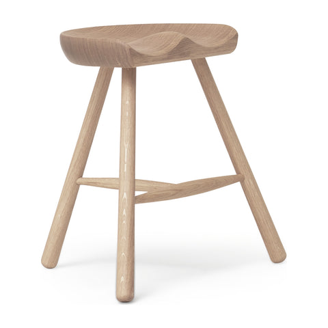 Form & Refine Shoemaker Chair™, No. 49, White Oak, wooden Shoemaker stool, three-quarter view on white background