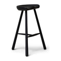 Form & Refine Shoemaker Chair™, No. 68, Black Stained Beech, wooden Shoemaker stool, three-quarter view on white background