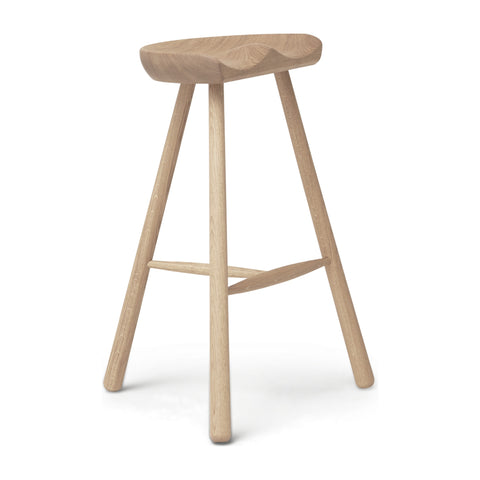 Form & Refine Shoemaker Chair™, No. 68, White Oak, wooden Shoemaker stool, three-quarter view on white background