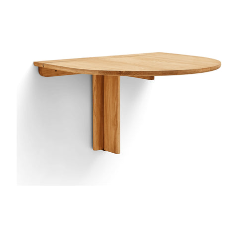 Form & Refine Trefoil Folding Wall Table, Oak, oak folding wall table, three-quarter view on white background