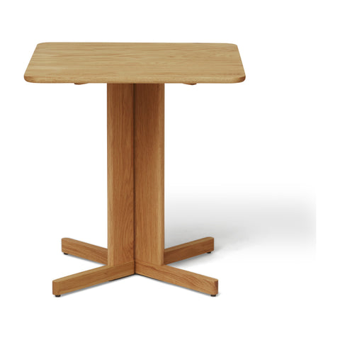 Form & Refine Trefoil Square Table, Oak, square oak dining table, three-quarter view on white background