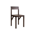 Frama Bracket Chair in Dark Brown Ash, angular ash chair with bracket joint frame, three quarter view on white