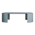 Bug Outdoor Coffee Table by Blu Dot in Grey Blue powder-coated aluminum with rounded edges and curved legs, front view