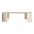 Bug Outdoor Coffee Table by Blu Dot in Ivory powder-coated aluminum with rounded edges and curved legs, front view
