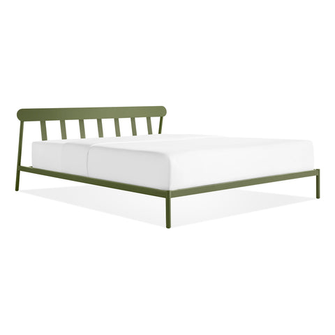 modern Goodie Bed, king powder coated steel bed frame by blu dot in olive