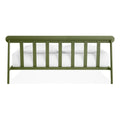 Blu Dot Goodie Bed in Olive green, straight-on back view of the slatted headboard.