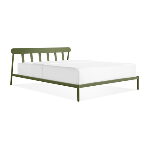 modern Goodie Bed, queen powder coated steel bed frame by blu dot in olive
