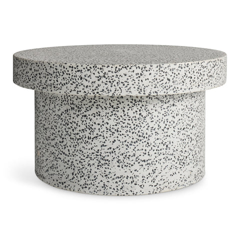 Hunky Dory Coffee Table by Blu Dot in White Terrazzo, hand-finished cement and stone, front view