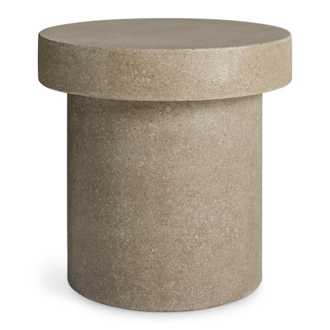 Hunky Dory Side Table by Blu Dot in Mushroom Terrazzo, hand-finished cement and stone, front view