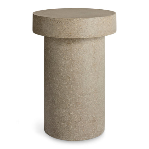 Hunky Dory Tall Side Table by Blu Dot in Mushroom Terrazzo, hand-finished cement and stone, front view