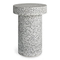 Hunky Dory Tall Side Table by Blu Dot in White Terrazzo, hand-finished cement and stone, front view