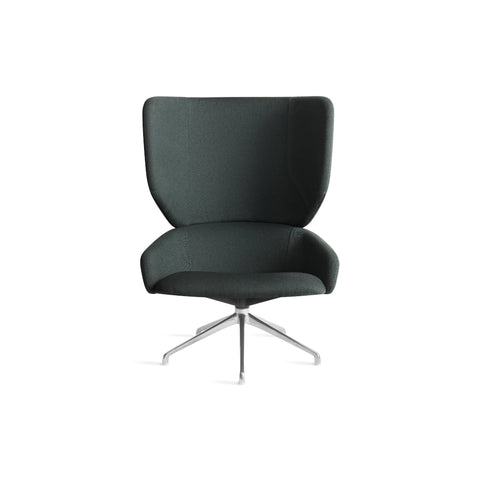 Heads Up Swivel Lounge Chair by Blu Dot in Maharam Messenger In Everglade, low front view