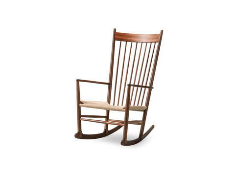 walnut lacquered j16 rocking chair designed by hans j wegner for fredericia furniture